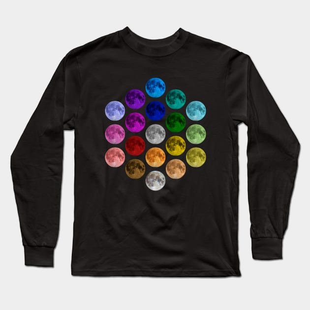 MOON Repetitive Colorful Pallet Pattern Pop Art Long Sleeve T-Shirt by Brasilia Catholic